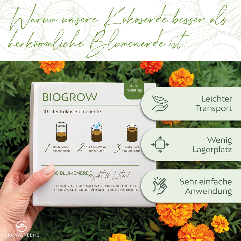 Bio Kokoserde gepresst / Quellbeutel - Biolog. abbaubare, torffreie Anzuchterde